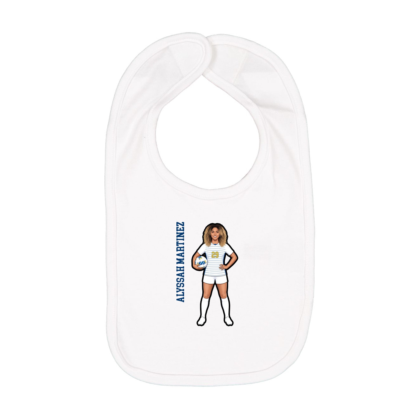 Infant Bib — Name Vertical in White