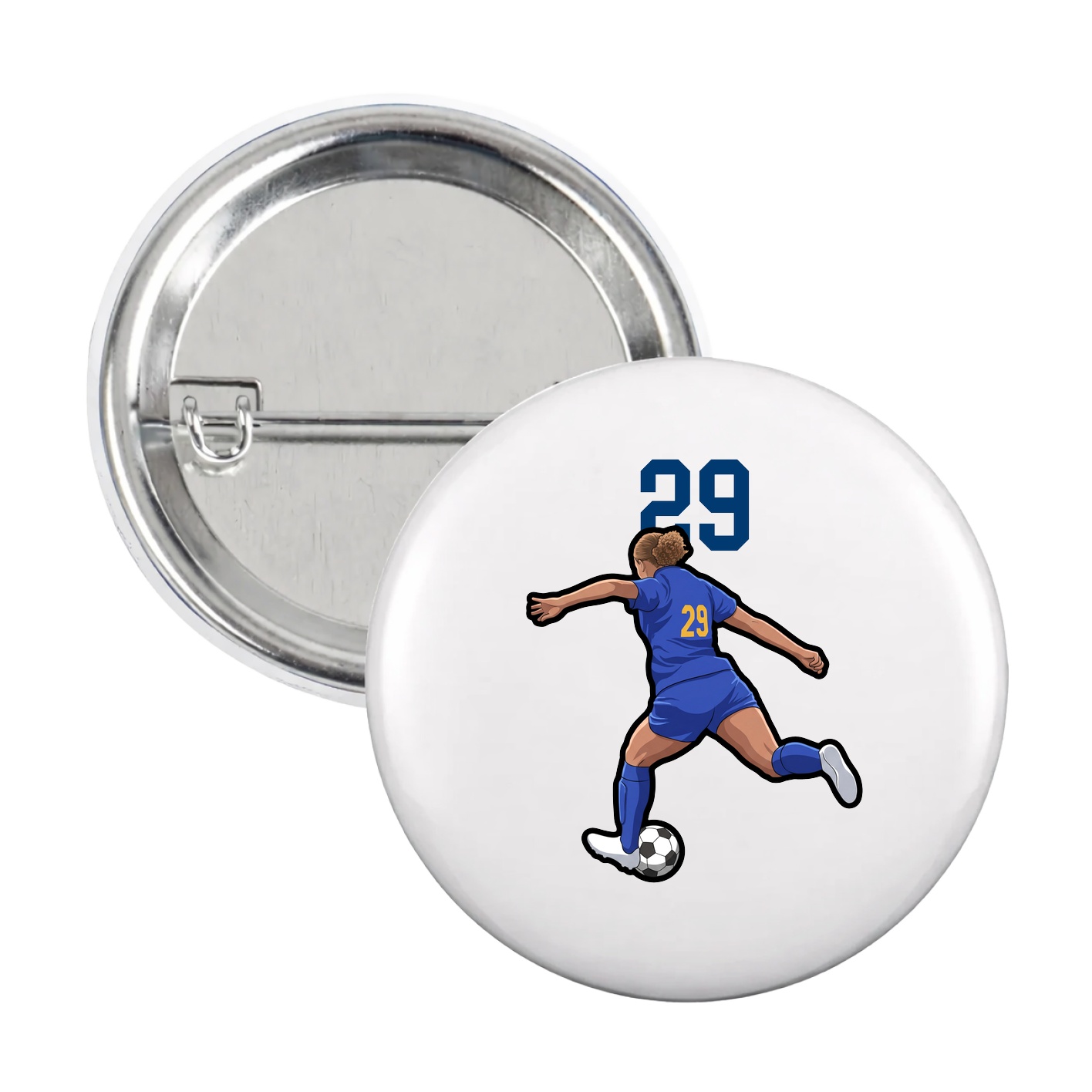 Game Day Button — Number Top in White