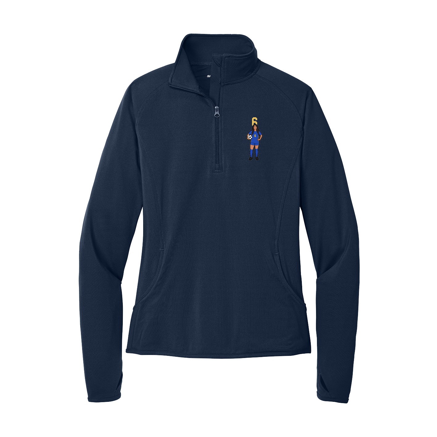 Women's Q-Zip Pullover — Number Top in Navy