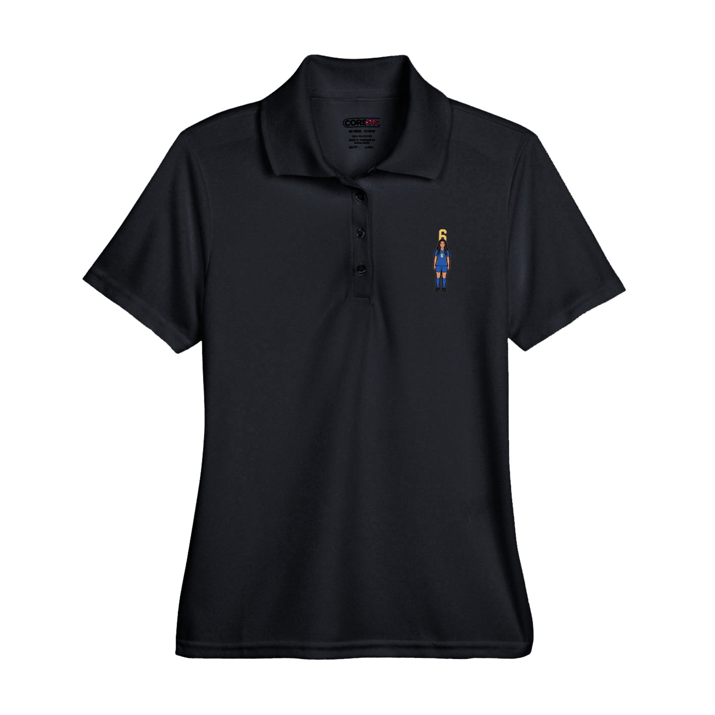 Womens Performance Polo — Number Top in Black