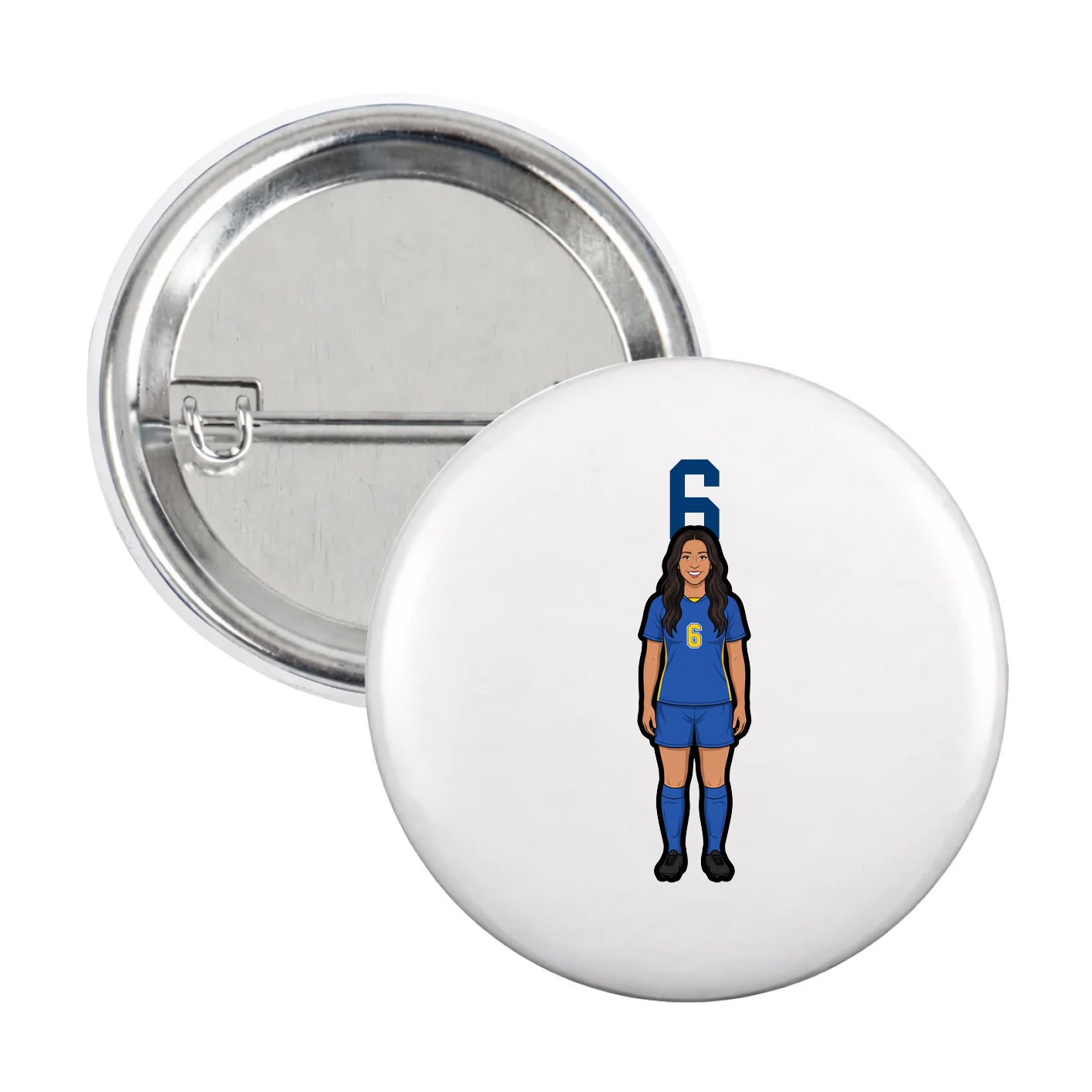 Game Day Button — Number Top in White
