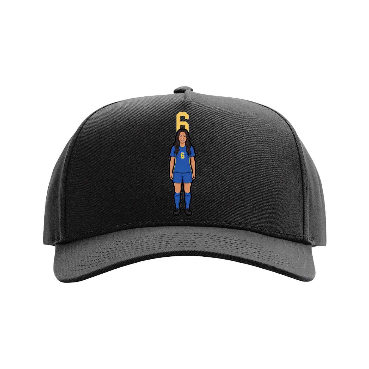 Full Fabric Five-Panel Champ Cap — Number Top in Black