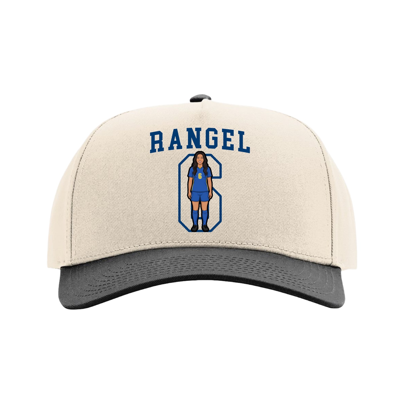Full Fabric Five-Panel Champ Cap — Shirsey in Cream/Black