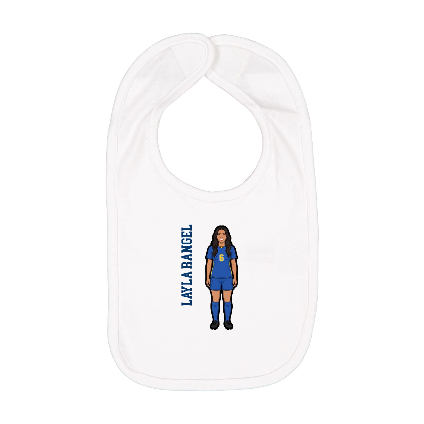 Infant Bib — Name Vertical in White