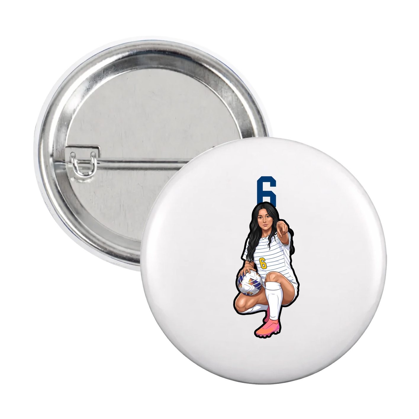 Game Day Button — Number Top in White