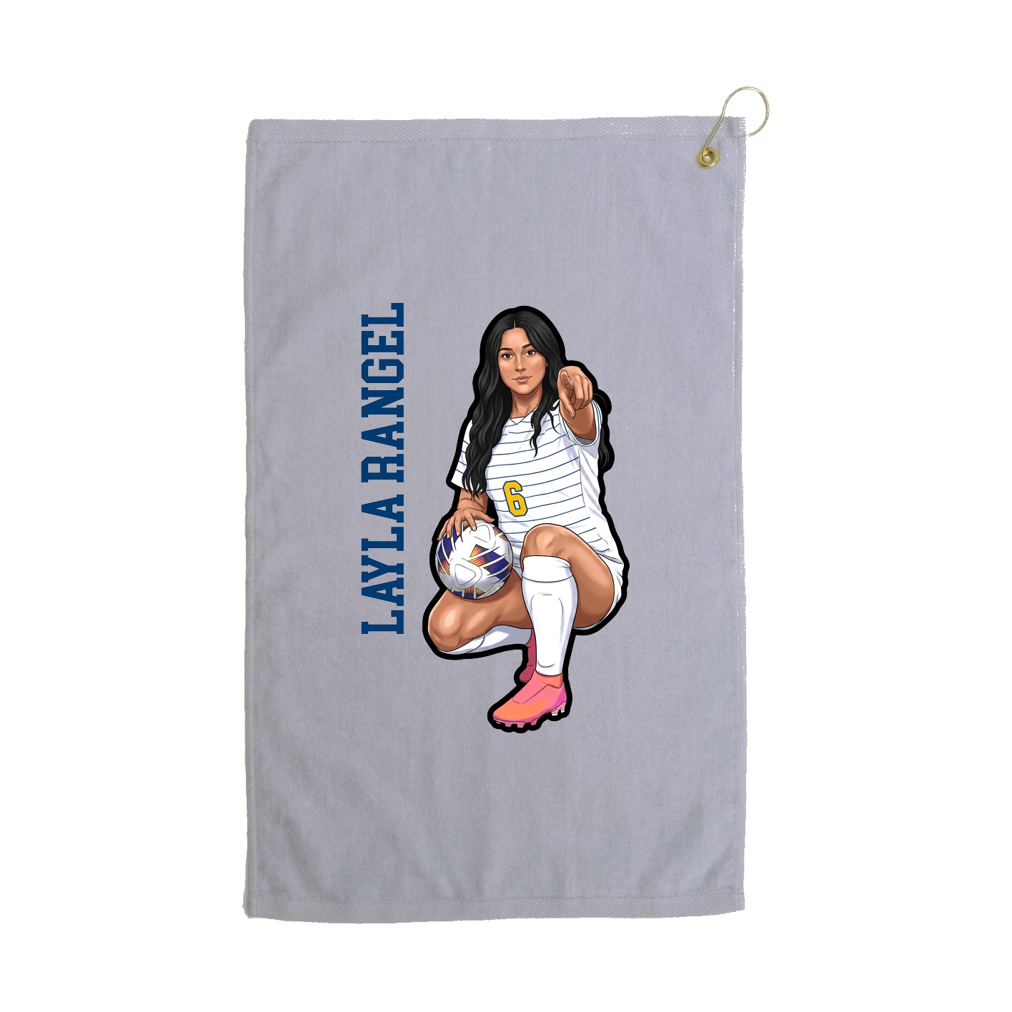 Golf Towel — Name Vertical in Grey
