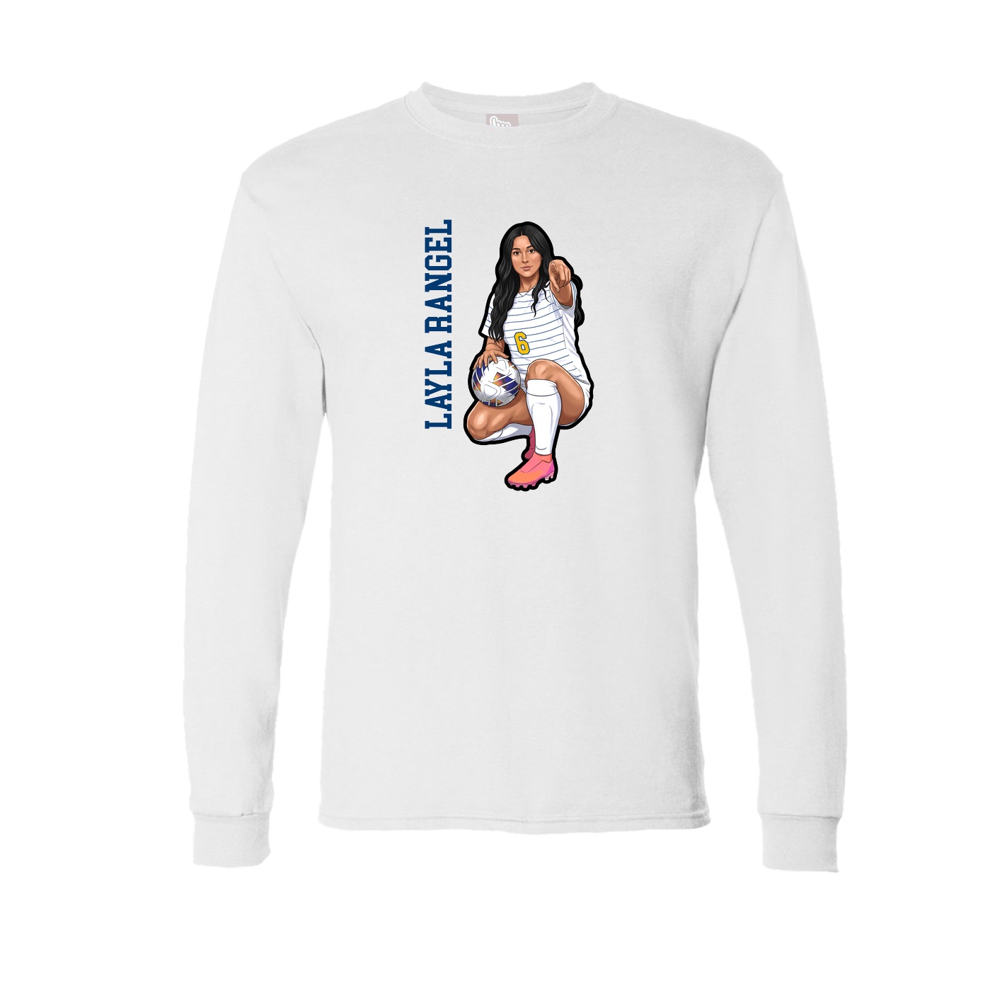 Long Sleeve Tee — Name Vertical in White