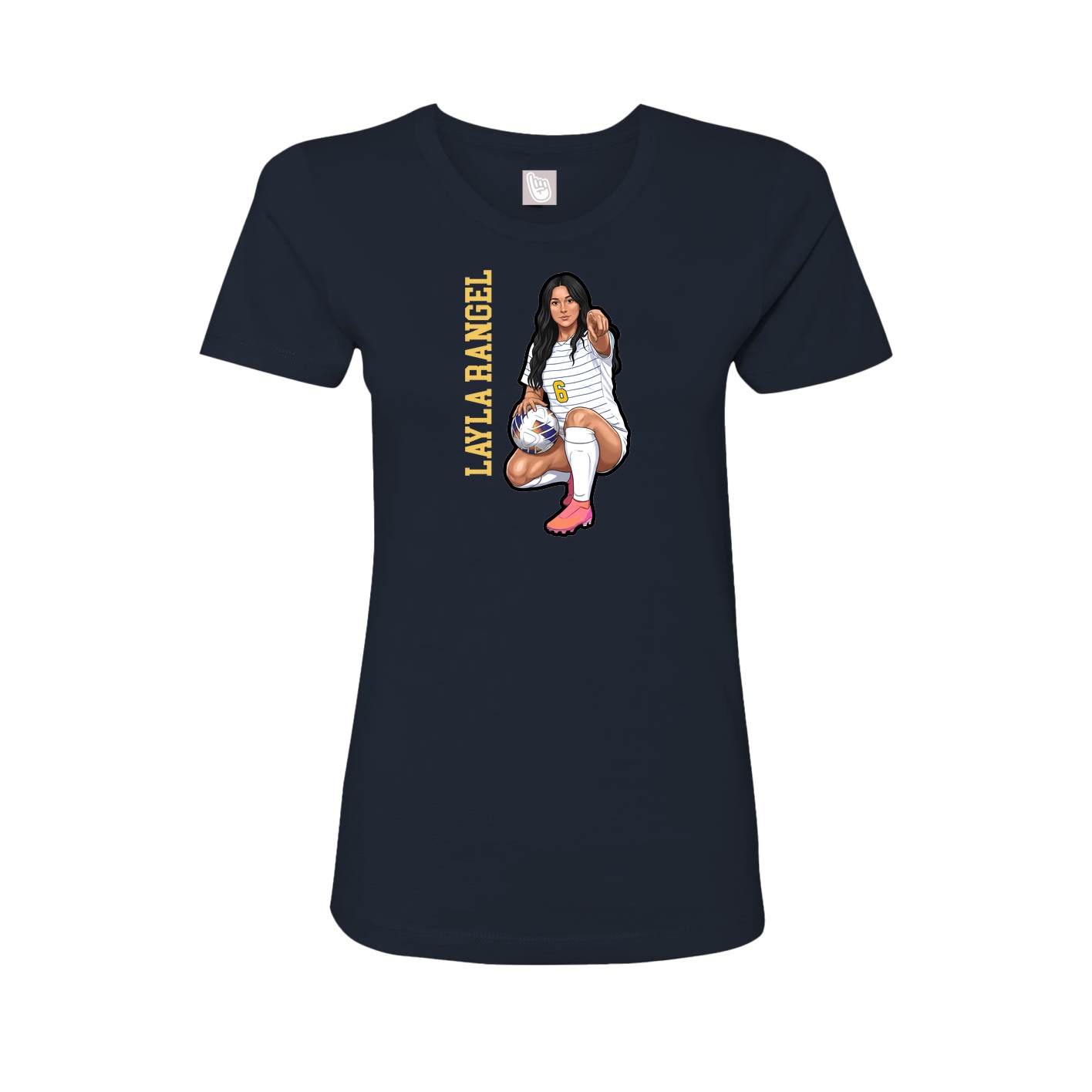 Fitted Women's Tee — Name Vertical in Navy