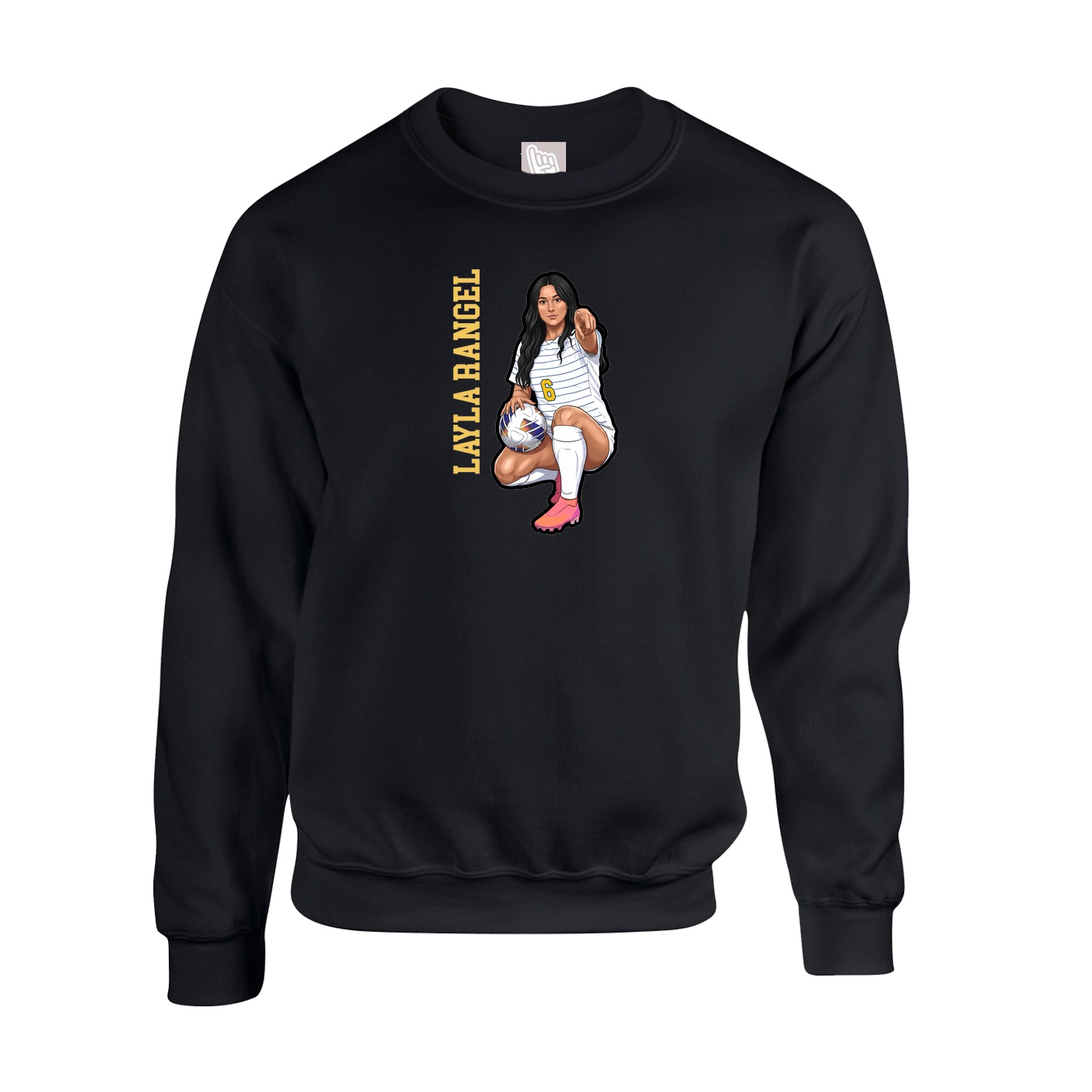 Fleece Crew — Name Vertical in Black