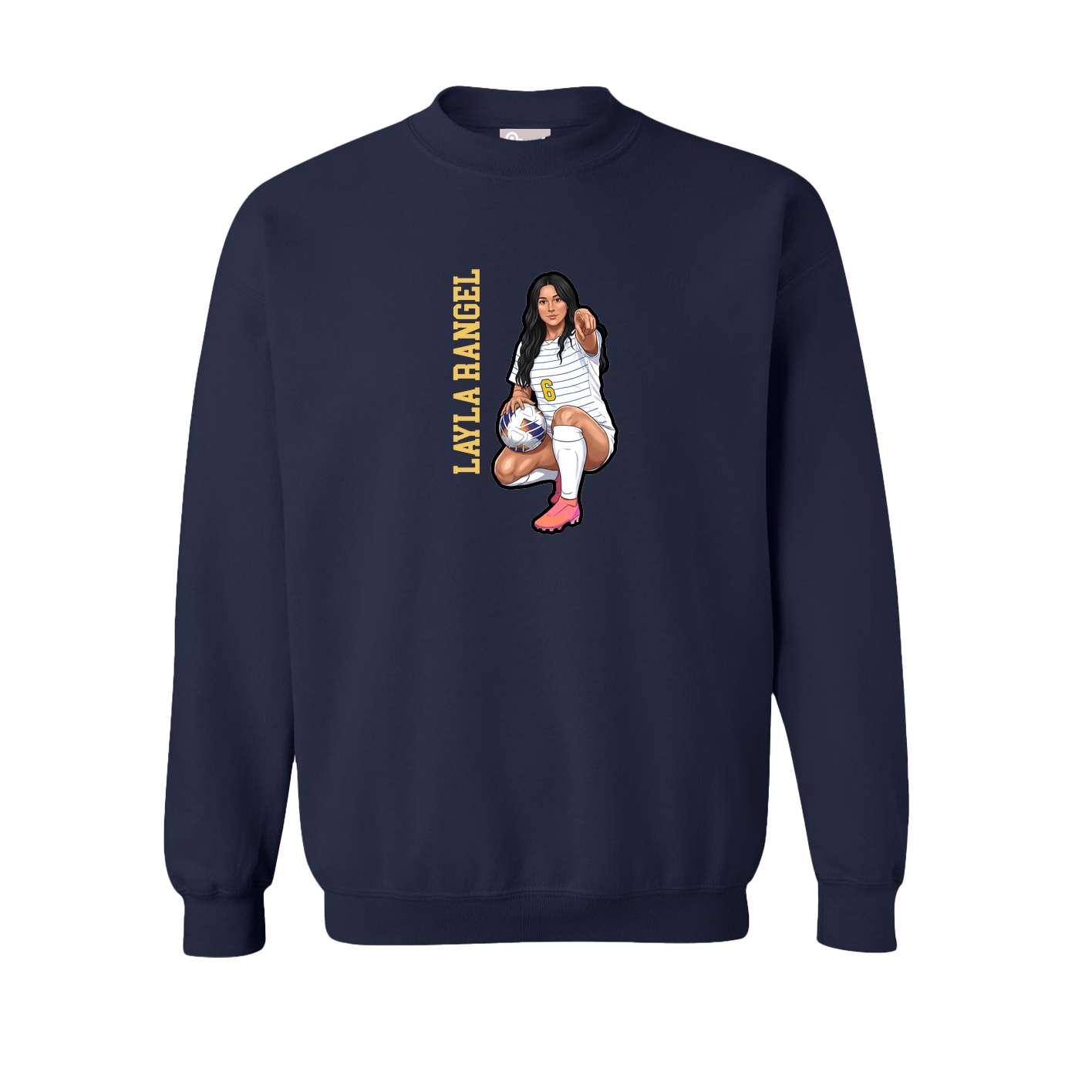Fleece Crew — Name Vertical in Navy