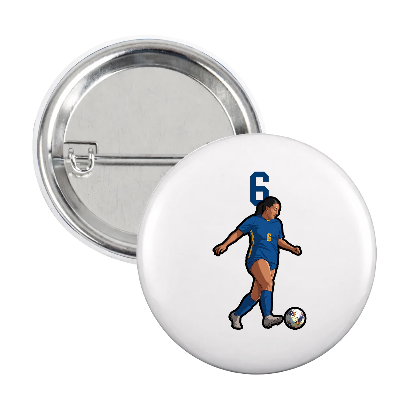 Game Day Button — Number Top in White
