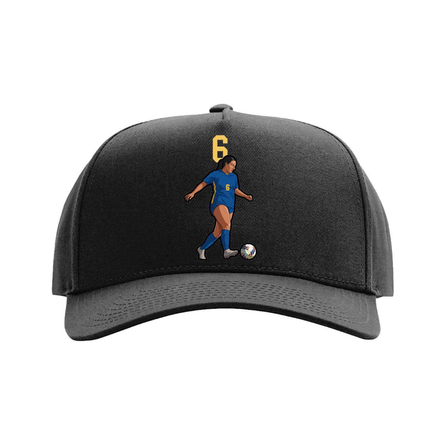 Full Fabric Five-Panel Champ Cap — Number Top in Black