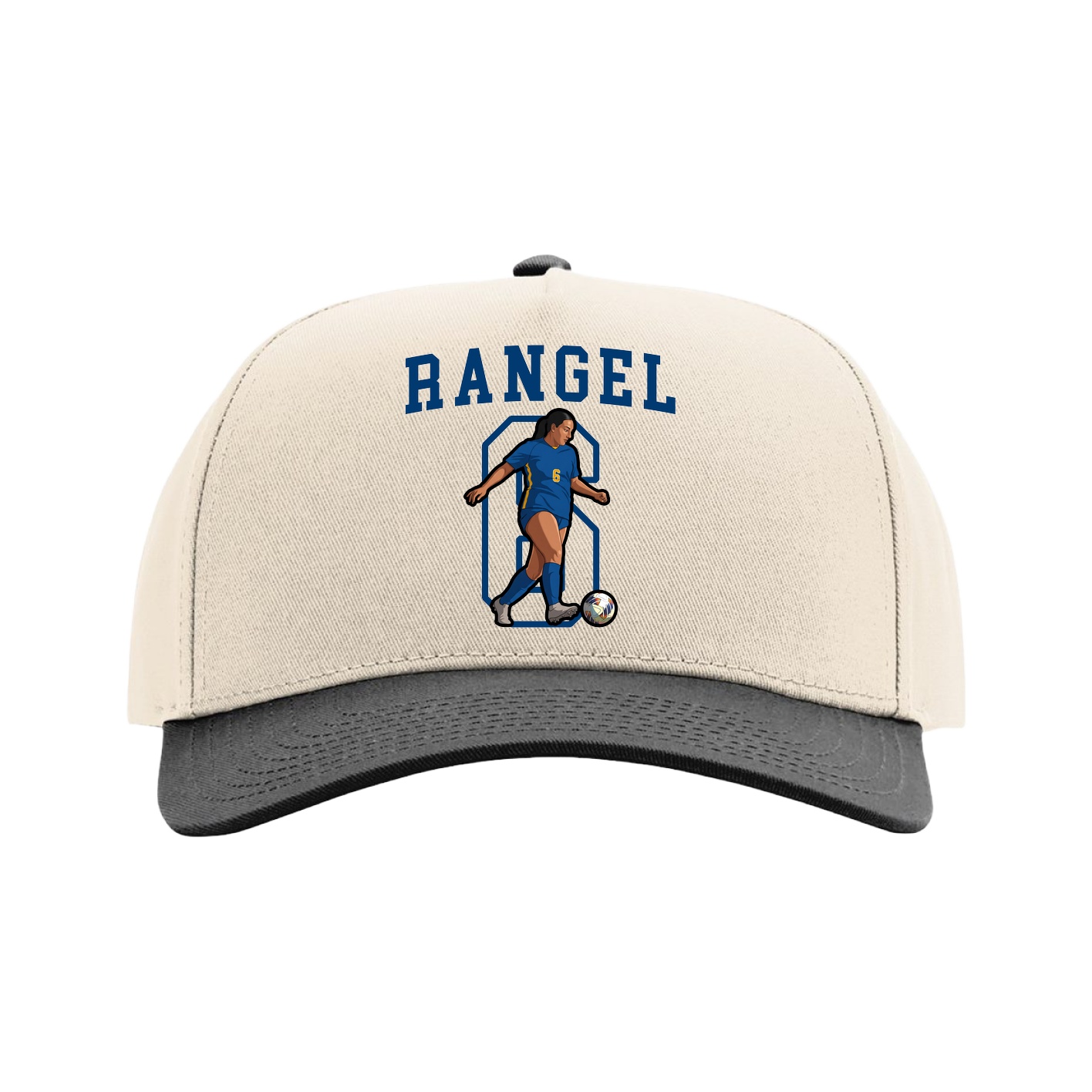 Full Fabric Five-Panel Champ Cap — Shirsey in Cream/Black