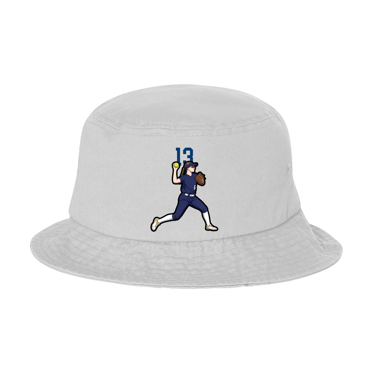 Bucket Cap — Number Top in White