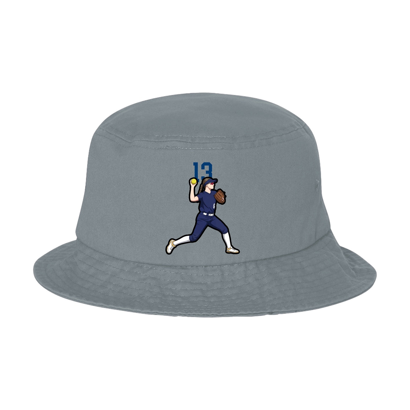 Bucket Cap — Number Top in Grey