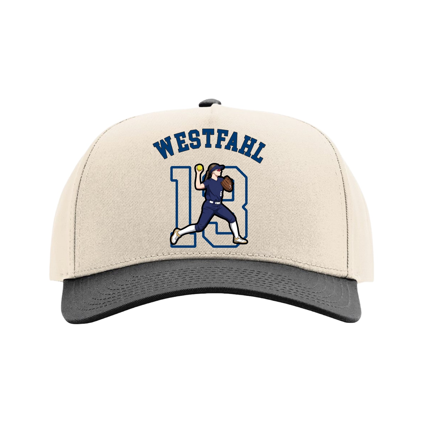 Full Fabric Five-Panel Champ Cap — Shirsey Arch in Cream/Black