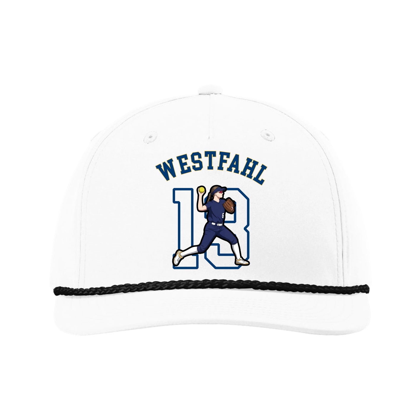 Five-Panel Classic Rope Cap — Shirsey Arch in White