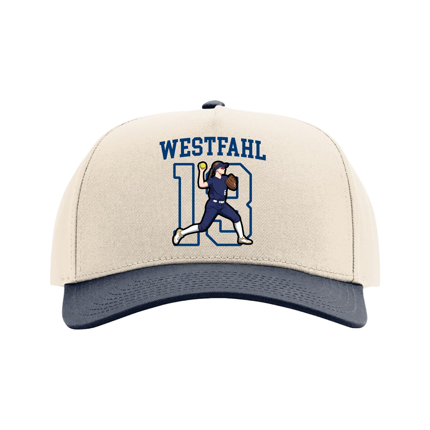 Full Fabric Five-Panel Champ Cap — Shirsey in Cream/Navy