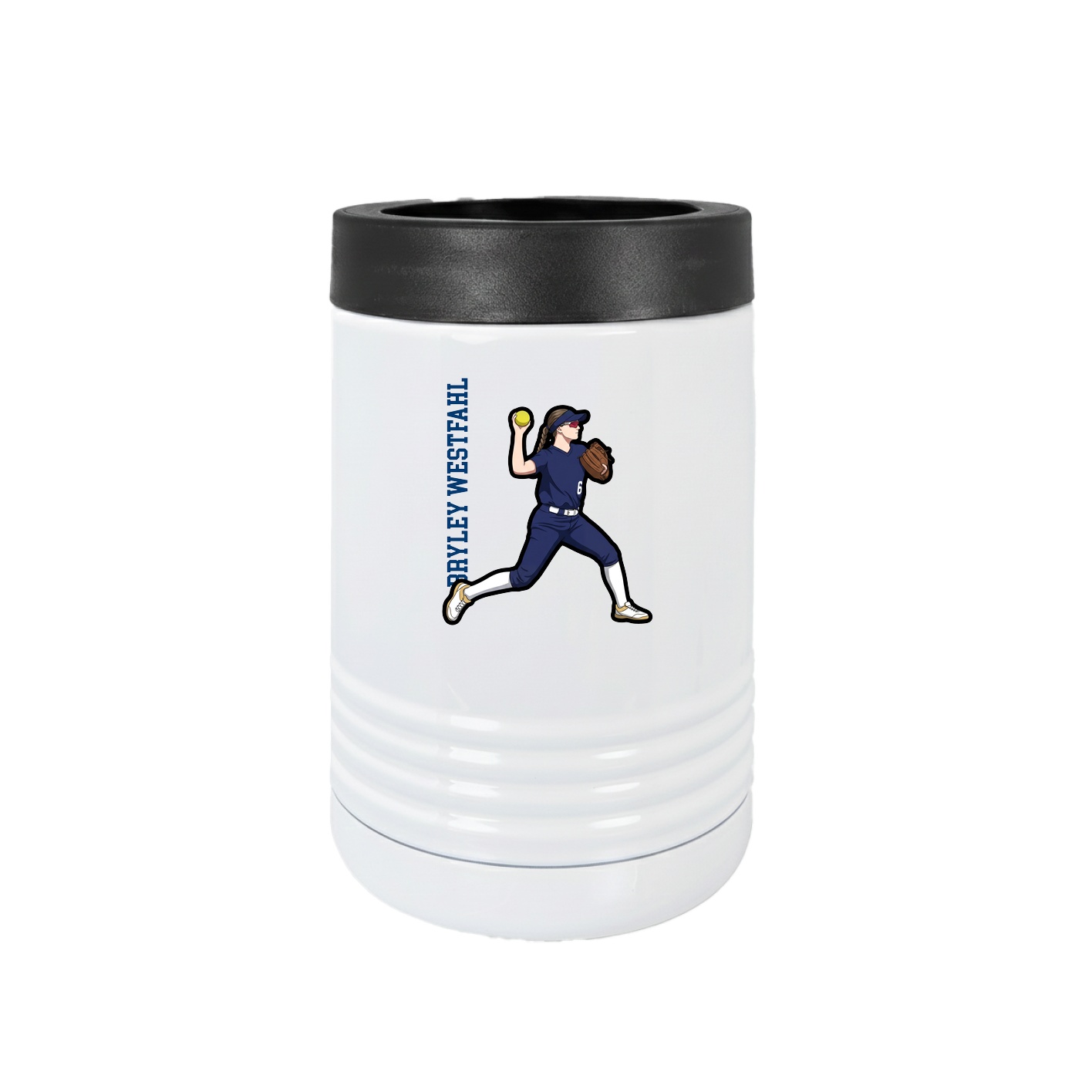 Beverage Holder — Name Vertical in White