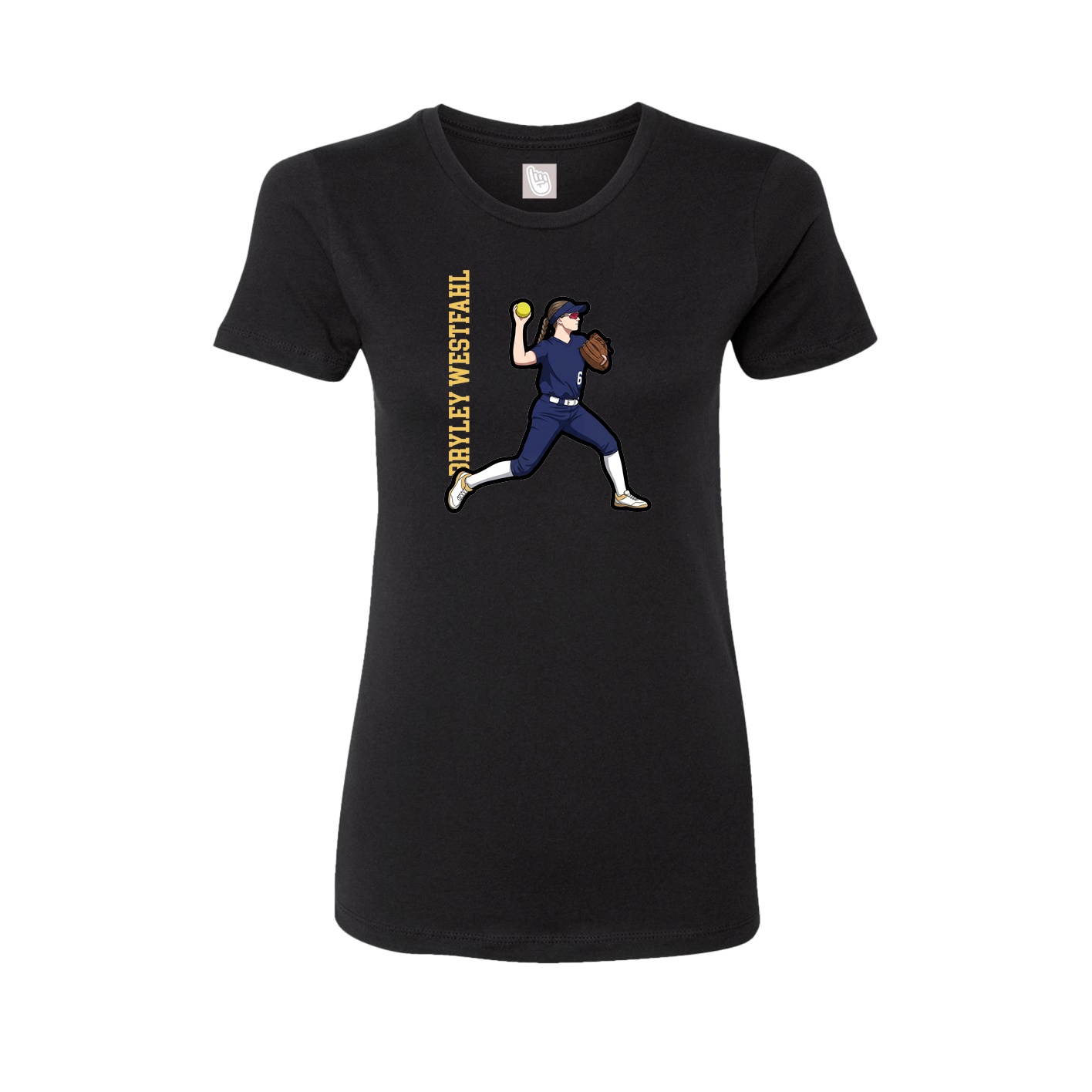 Womens Tee — Name Vertical in Black