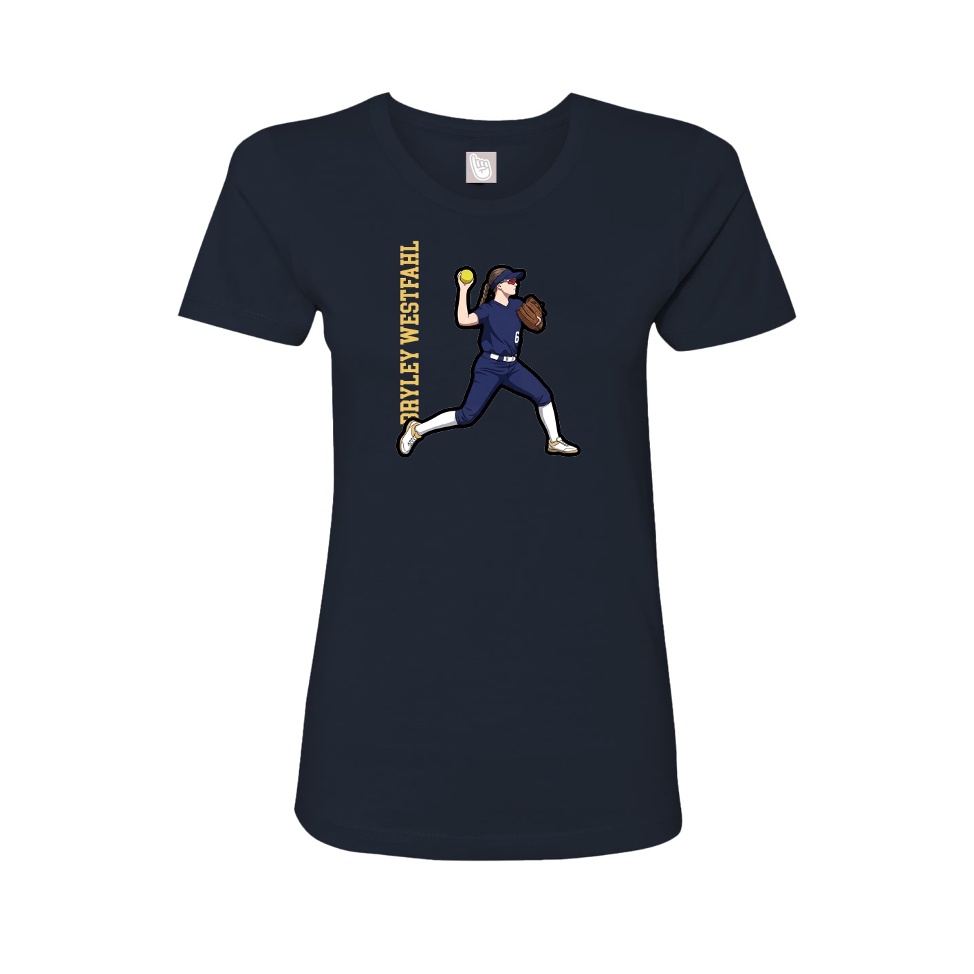 Fitted Women's Tee — Name Vertical in Navy