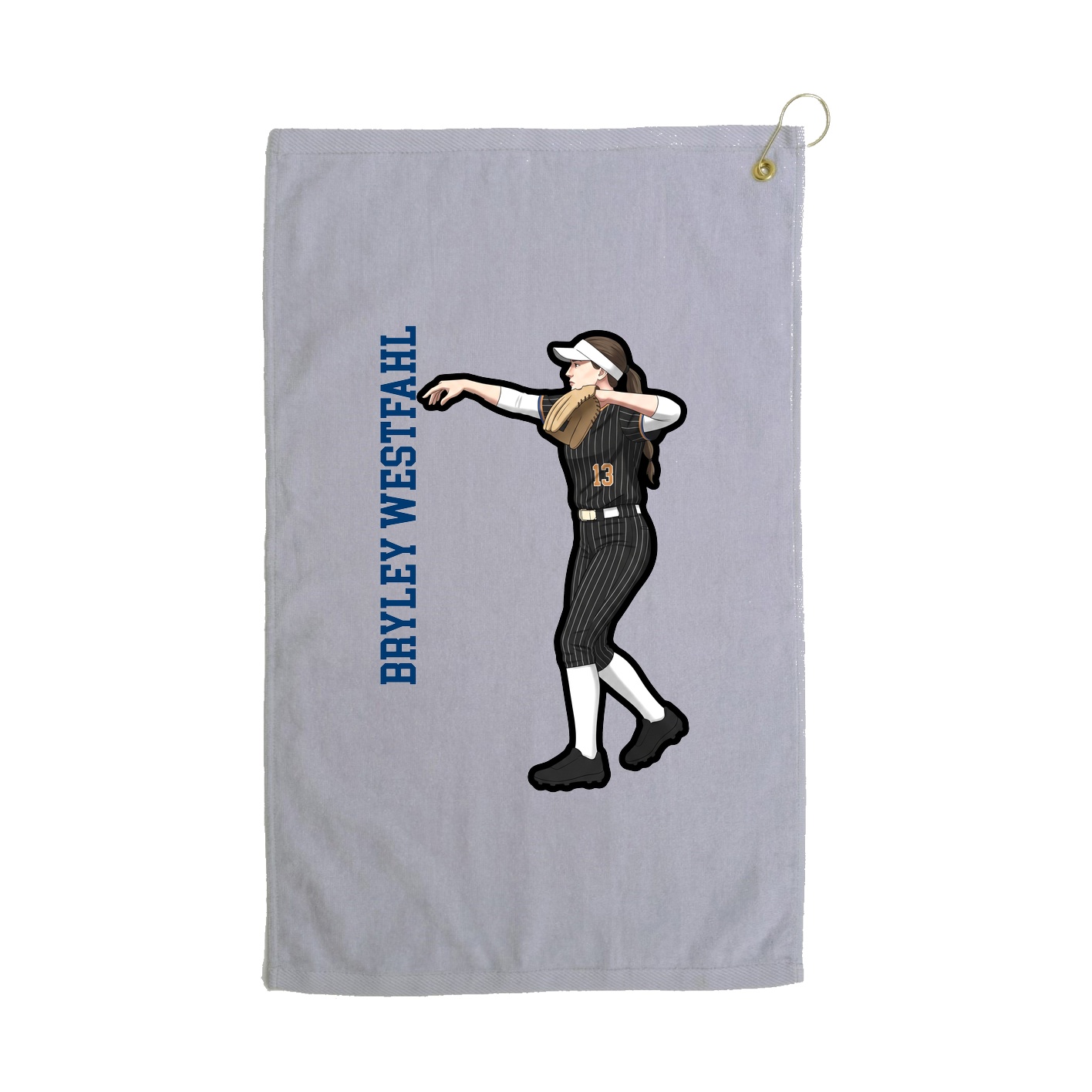 Golf Towel — Name Vertical in Grey