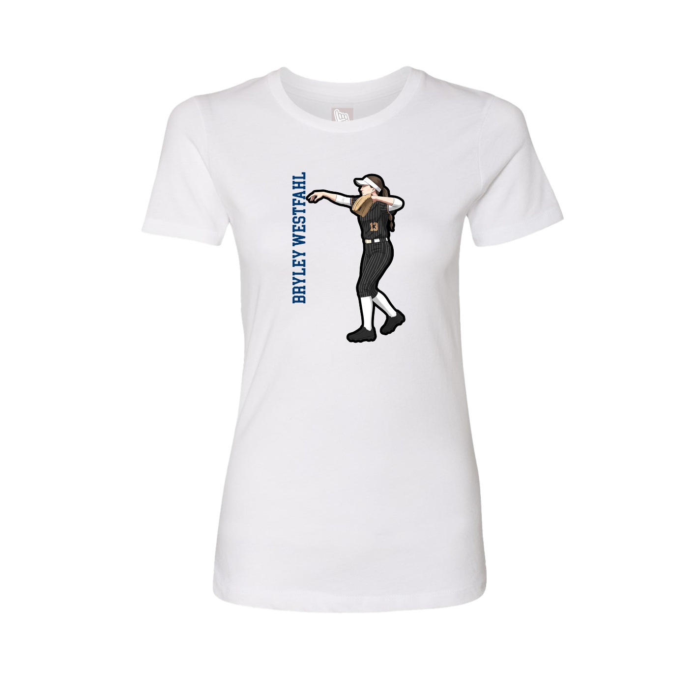Womens Tee — Name Vertical in White