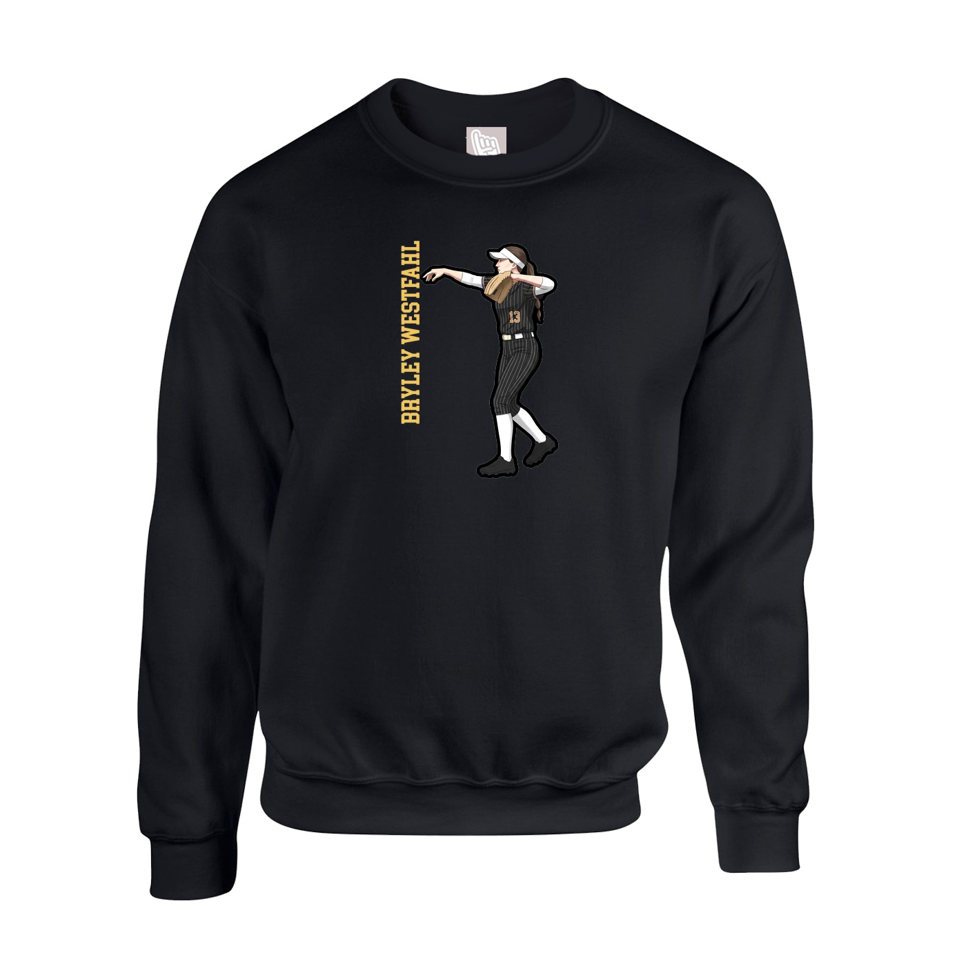 Fleece Crew — Name Vertical in Black