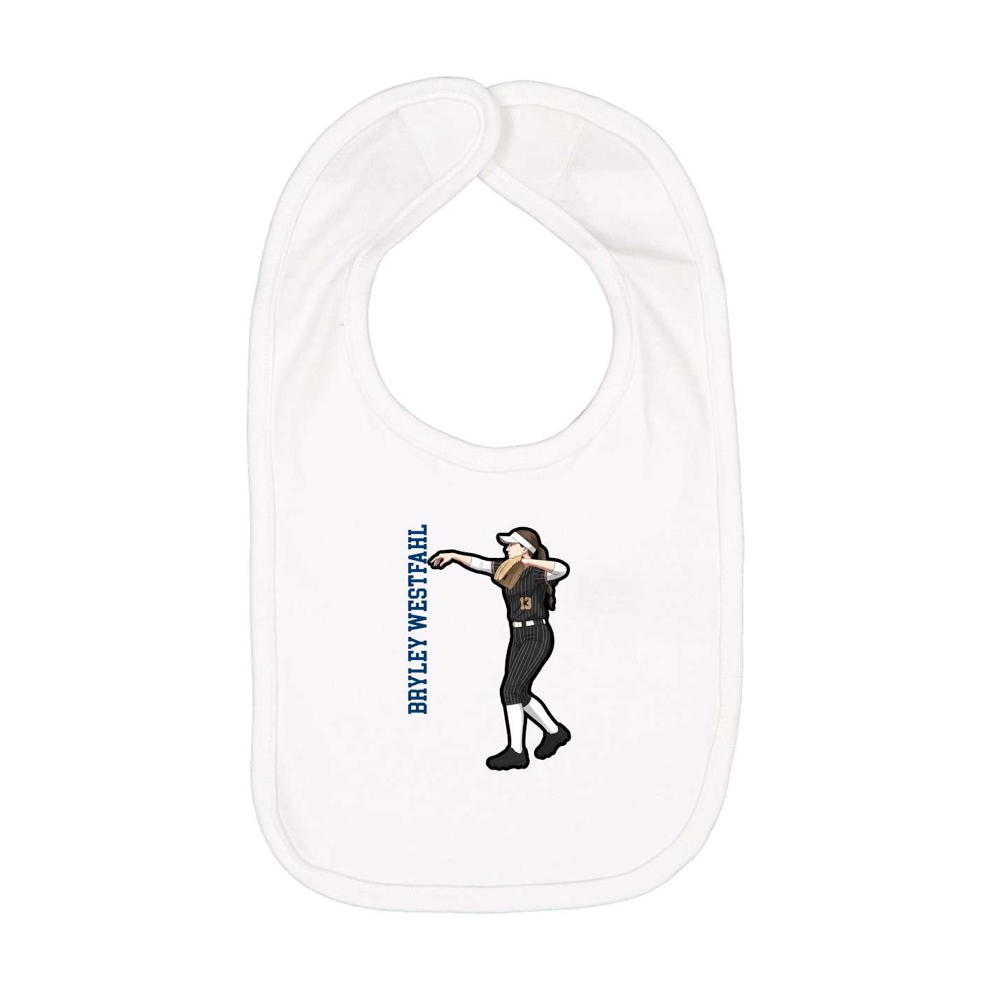 Infant Bib — Name Vertical in White