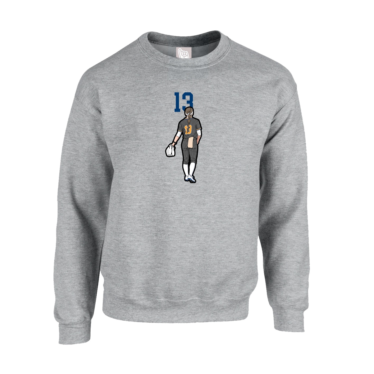 Fleece Crew — Number Top in Grey