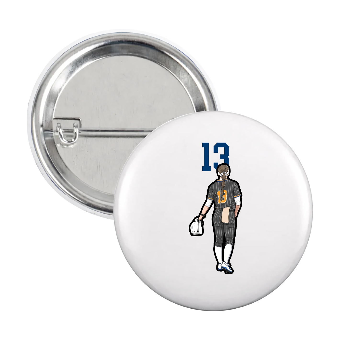 Game Day Button — Number Top in White