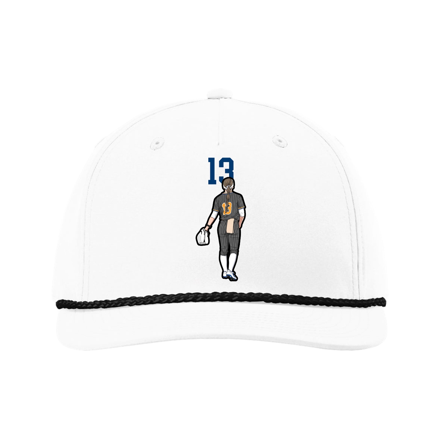 Five-Panel Classic Rope Cap — Number Top in White