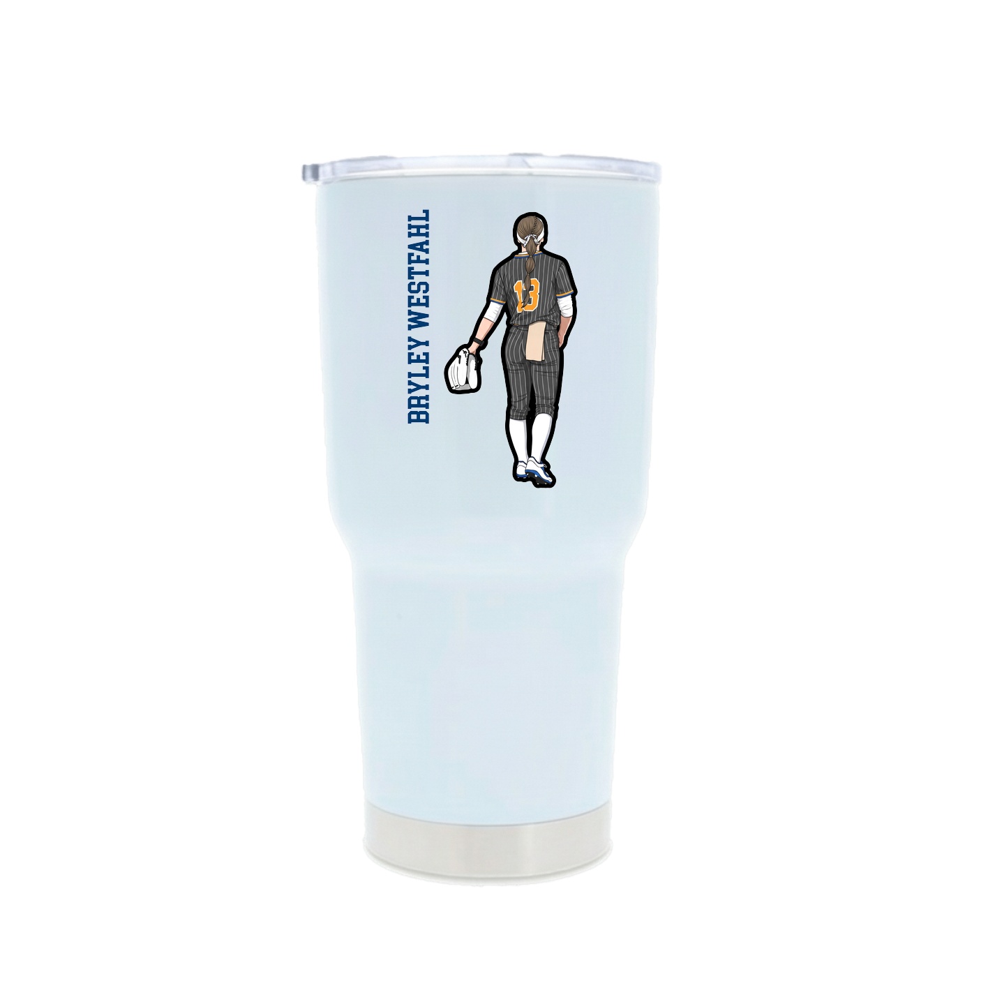 30oz Stainless Steel Tumbler — Name Vertical in White