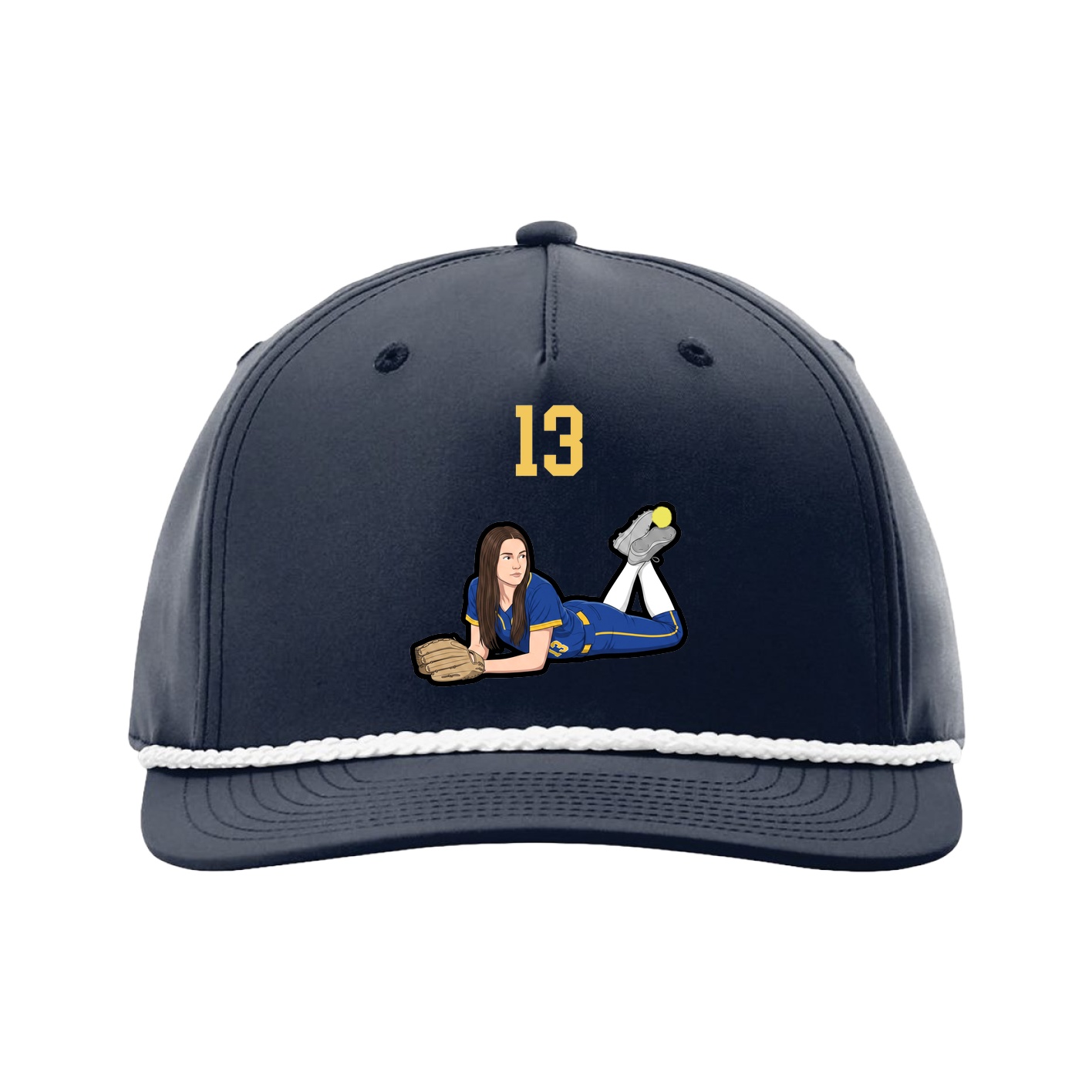 Five-Panel Classic Rope Cap — Number Top in Navy