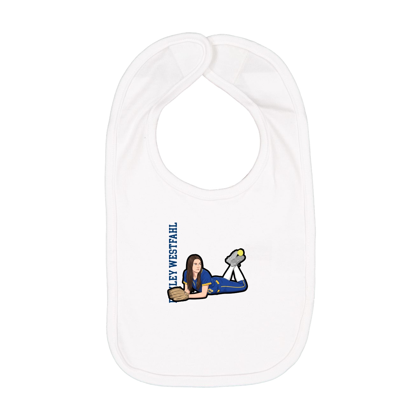 Infant Bib — Name Vertical in White