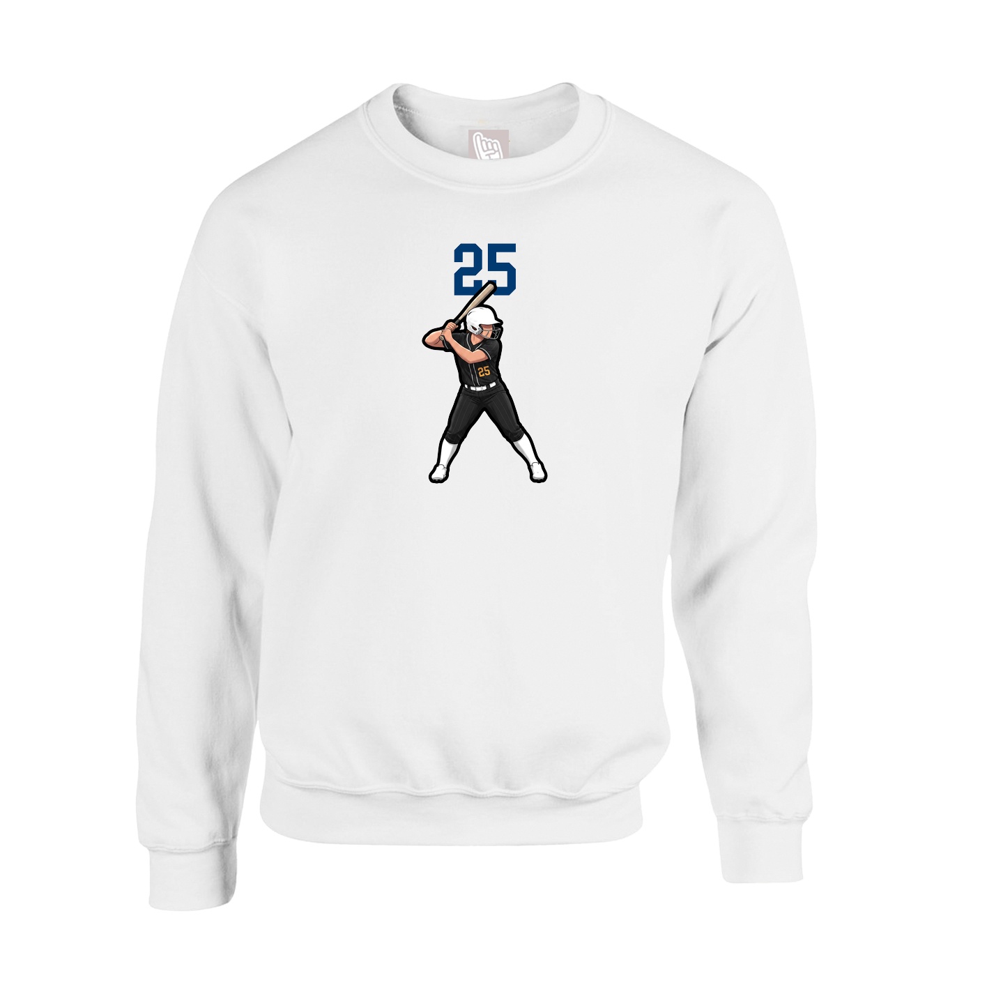 Fleece Crew — Number Top in White