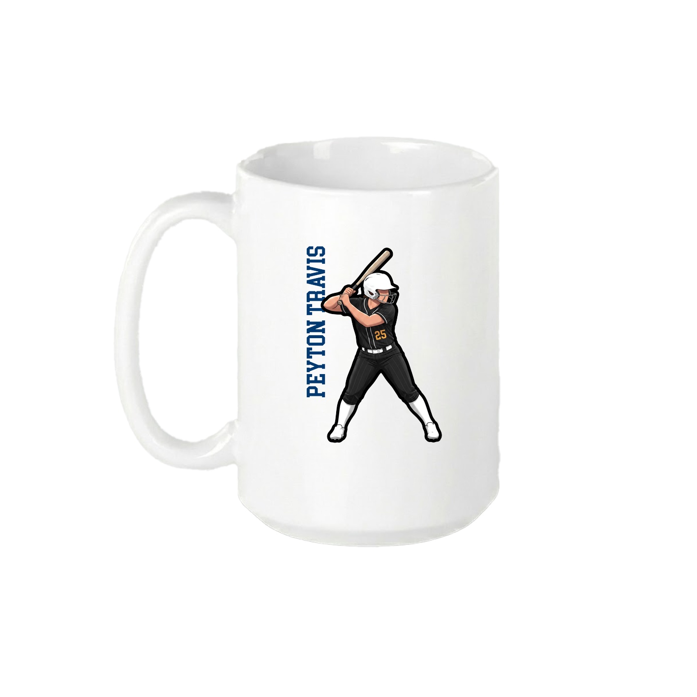 15oz Coffee Mug — Name Vertical in White