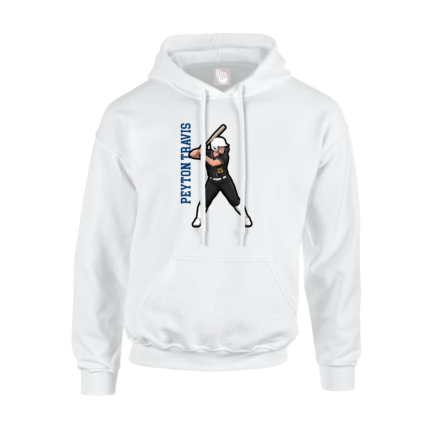 Youth Hoodie — Name Vertical in White