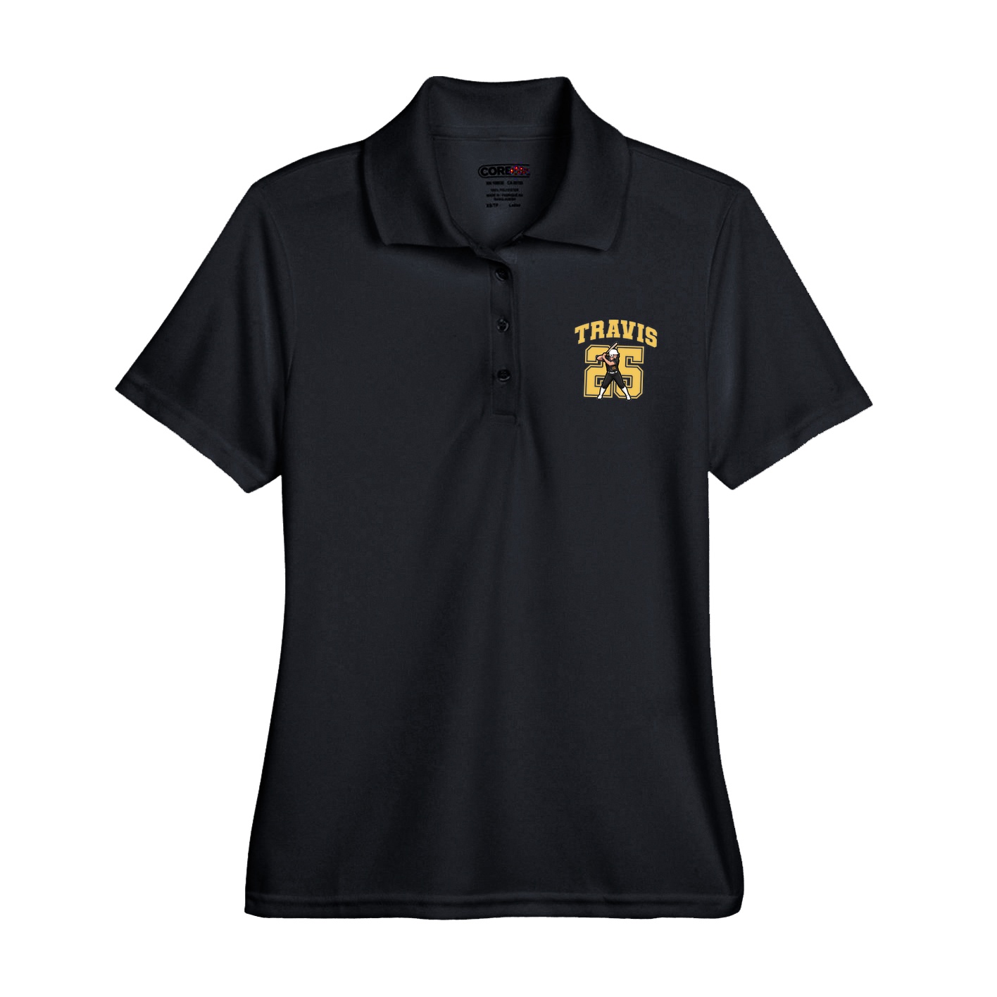 Womens Performance Polo — Number in Black