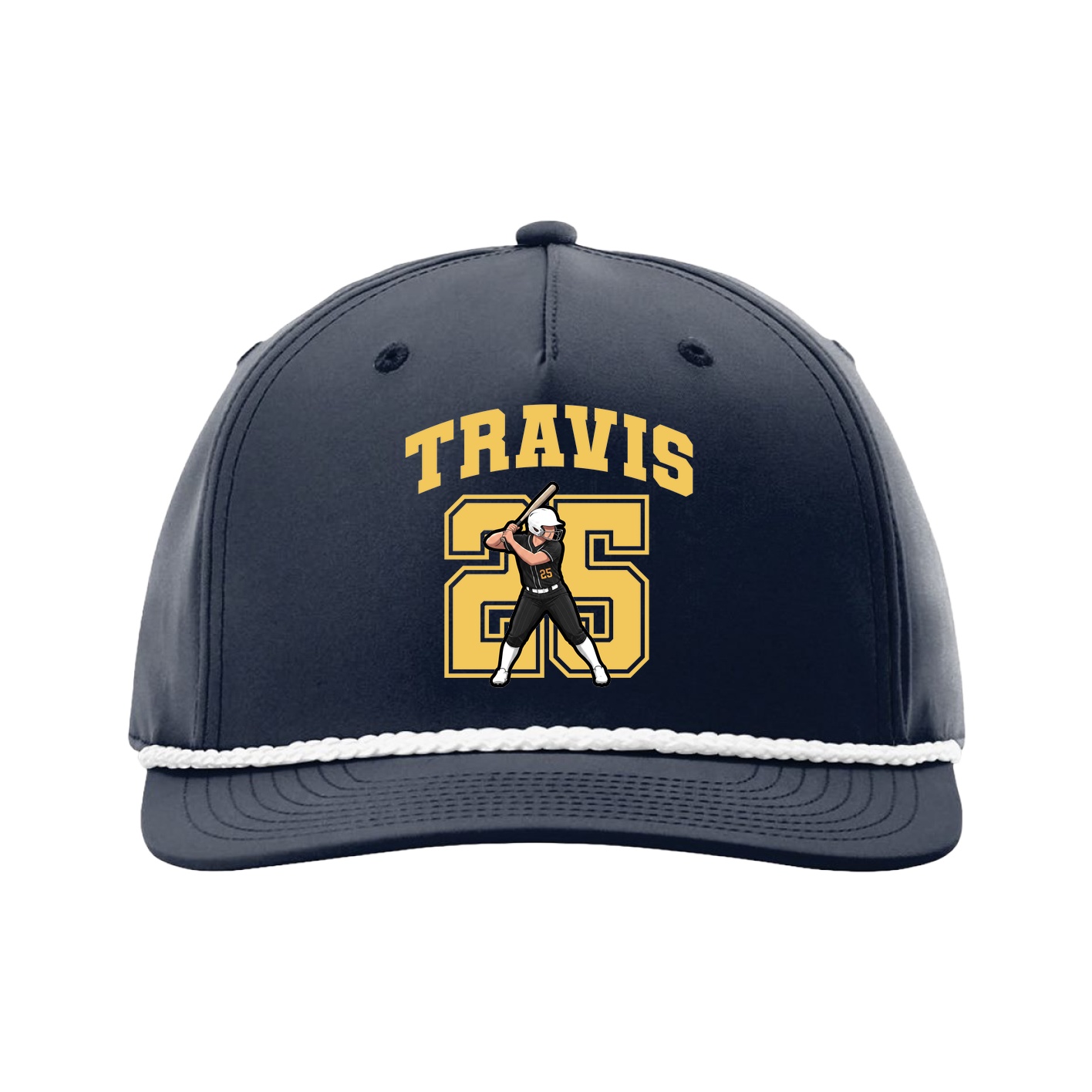 Five-Panel Classic Rope Cap — Number in Navy