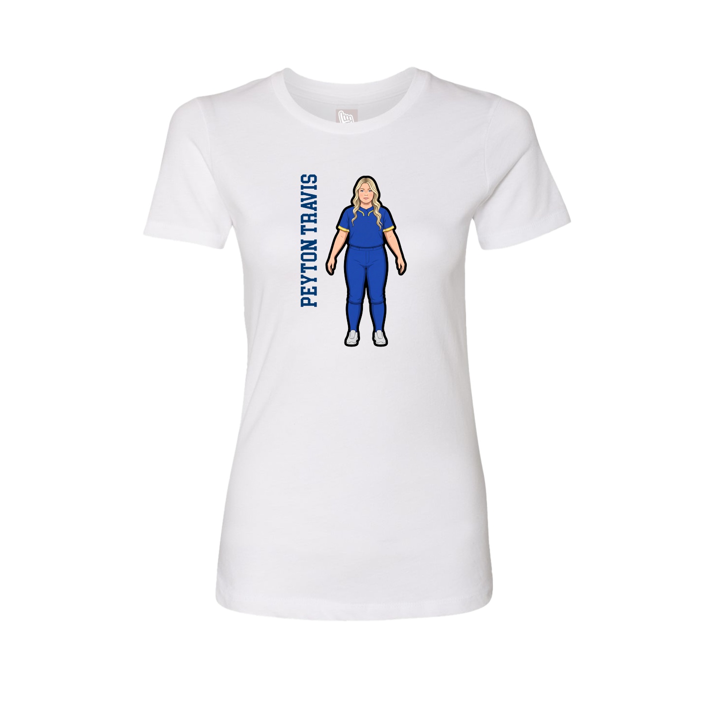 Fitted Women's Tee — Name Vertical in White