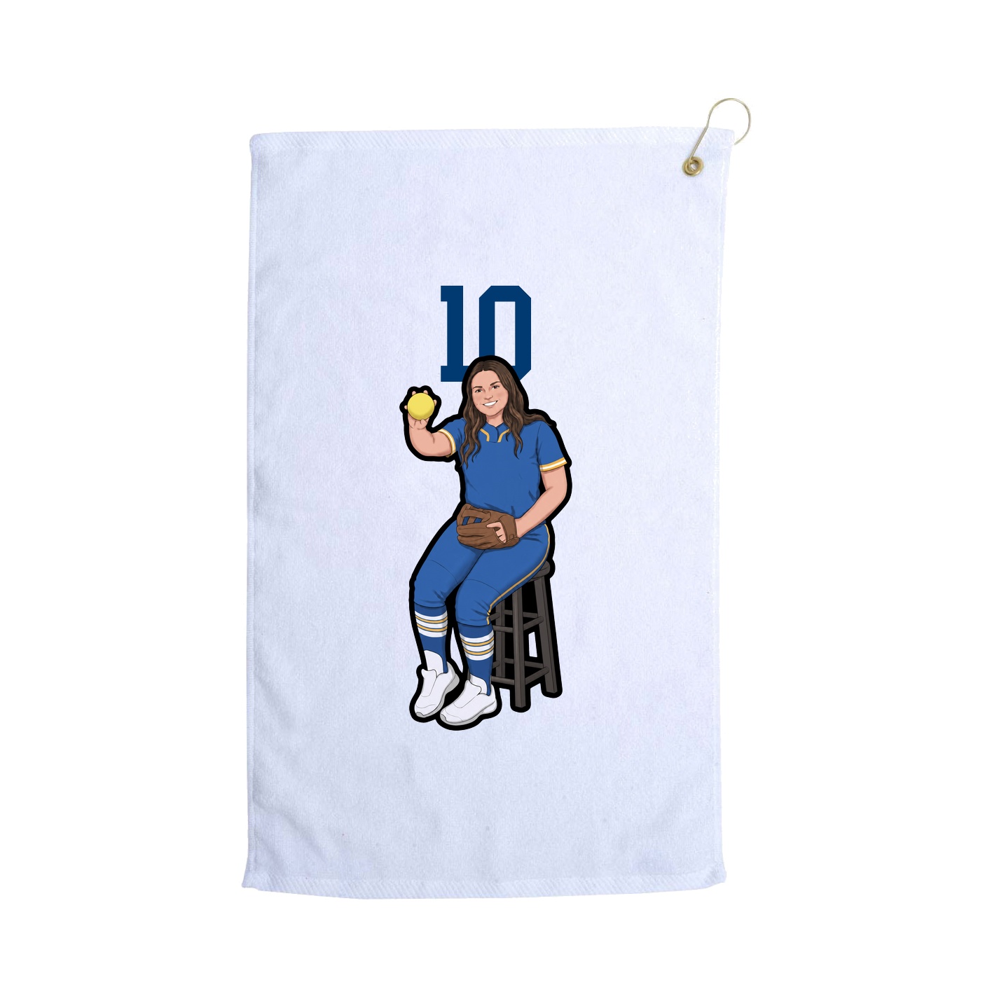 Golf Towel — Number Top in White