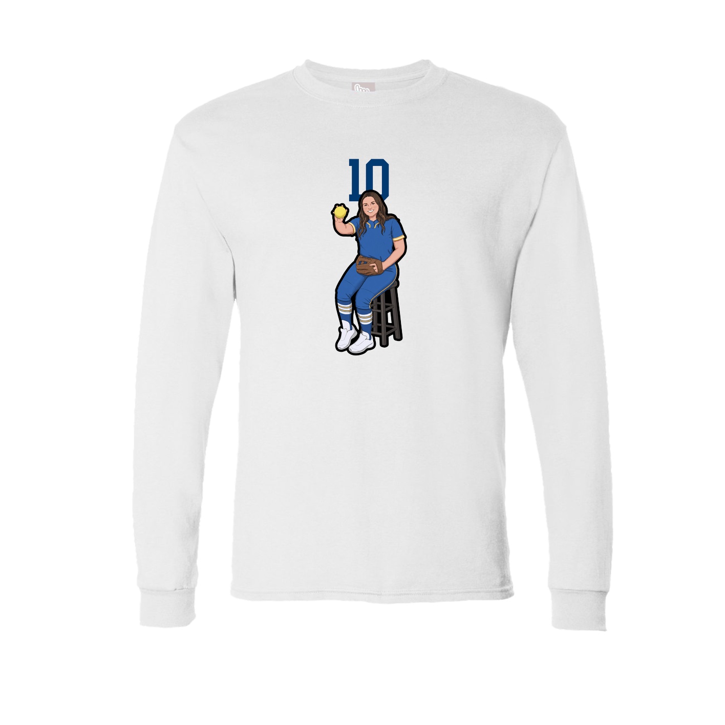 Long Sleeve Tee — Number Top in White
