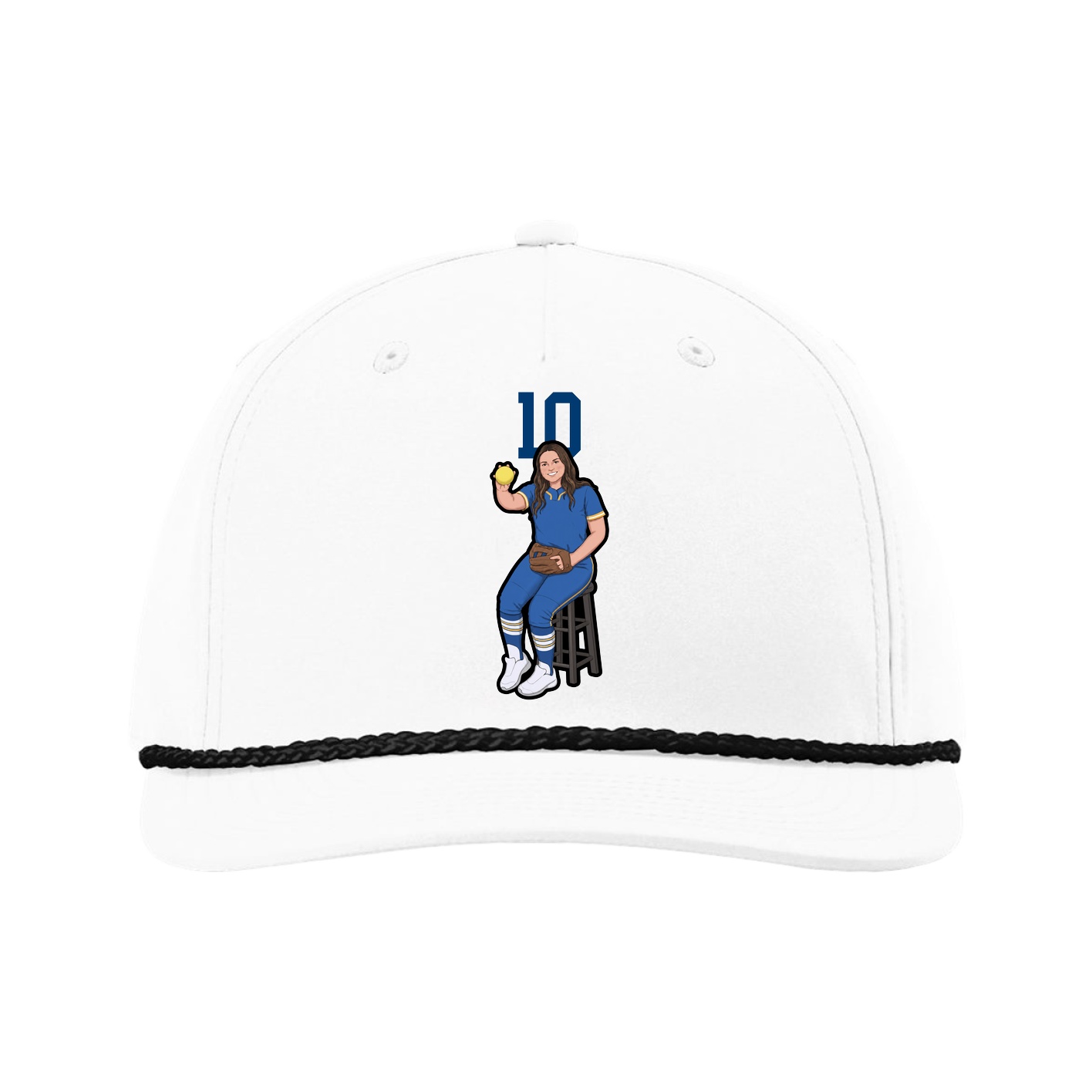 Five-Panel Classic Rope Cap — Number Top in White