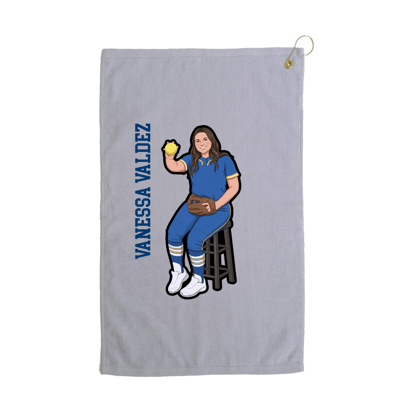 Golf Towel — Name Vertical in Grey