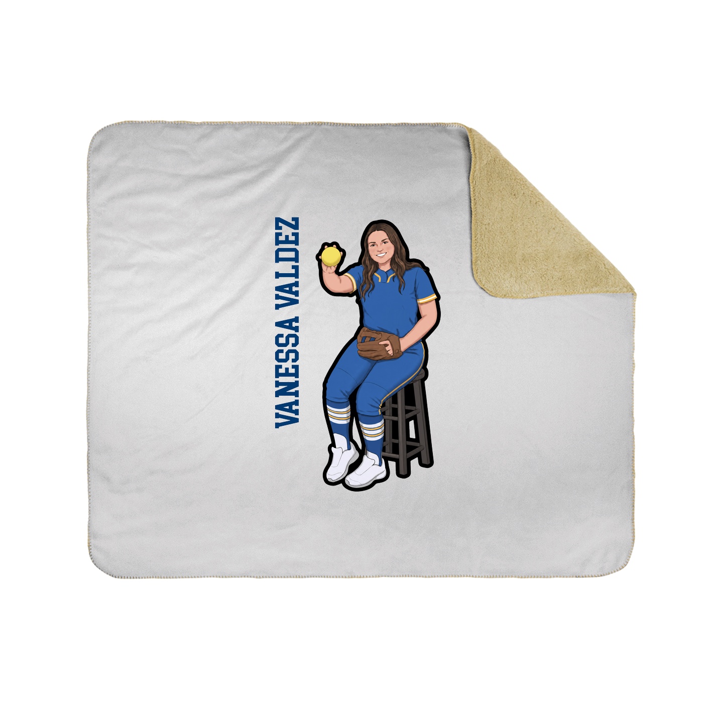 Throw Blanket — Name Vertical in White