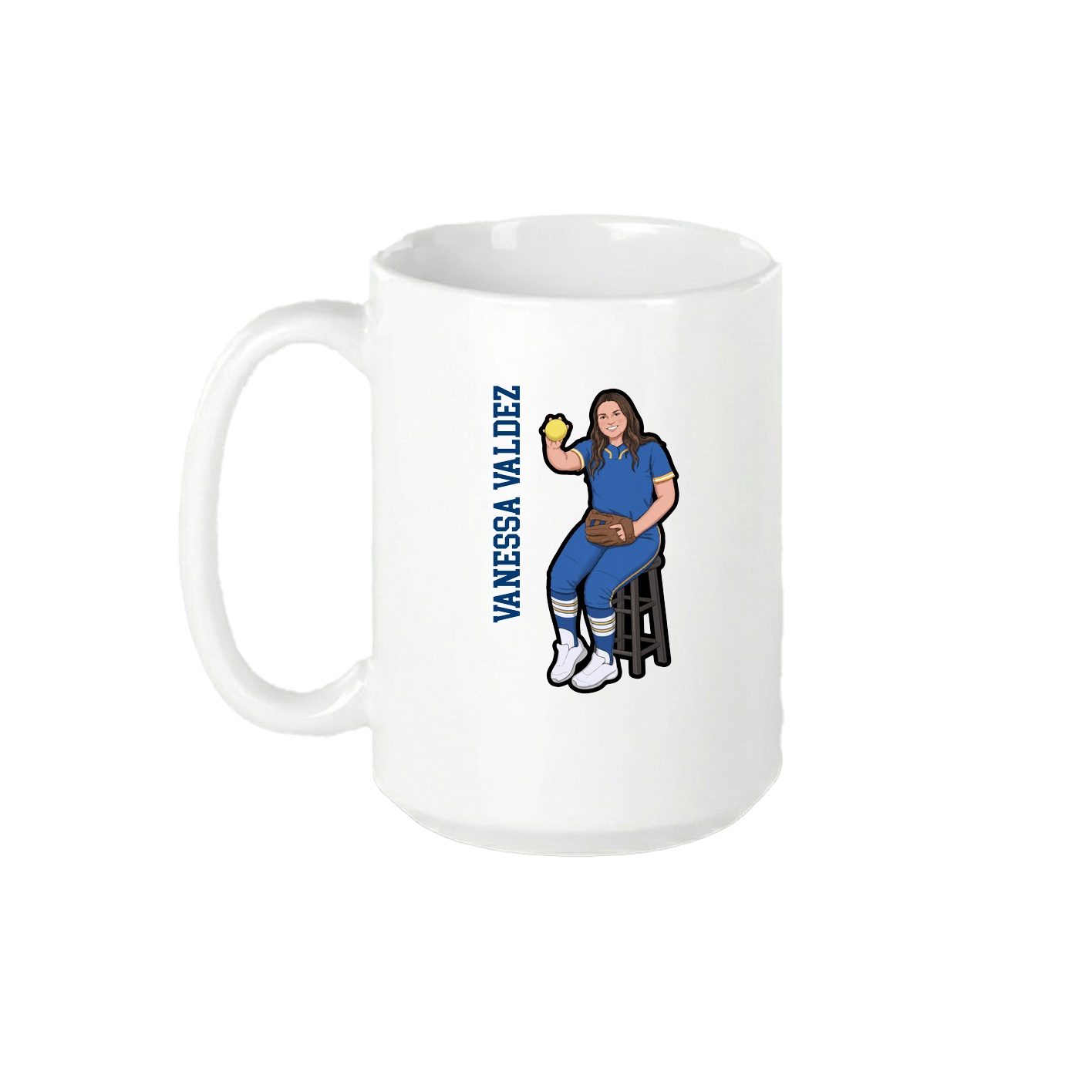 15oz Coffee Mug — Name Vertical in White