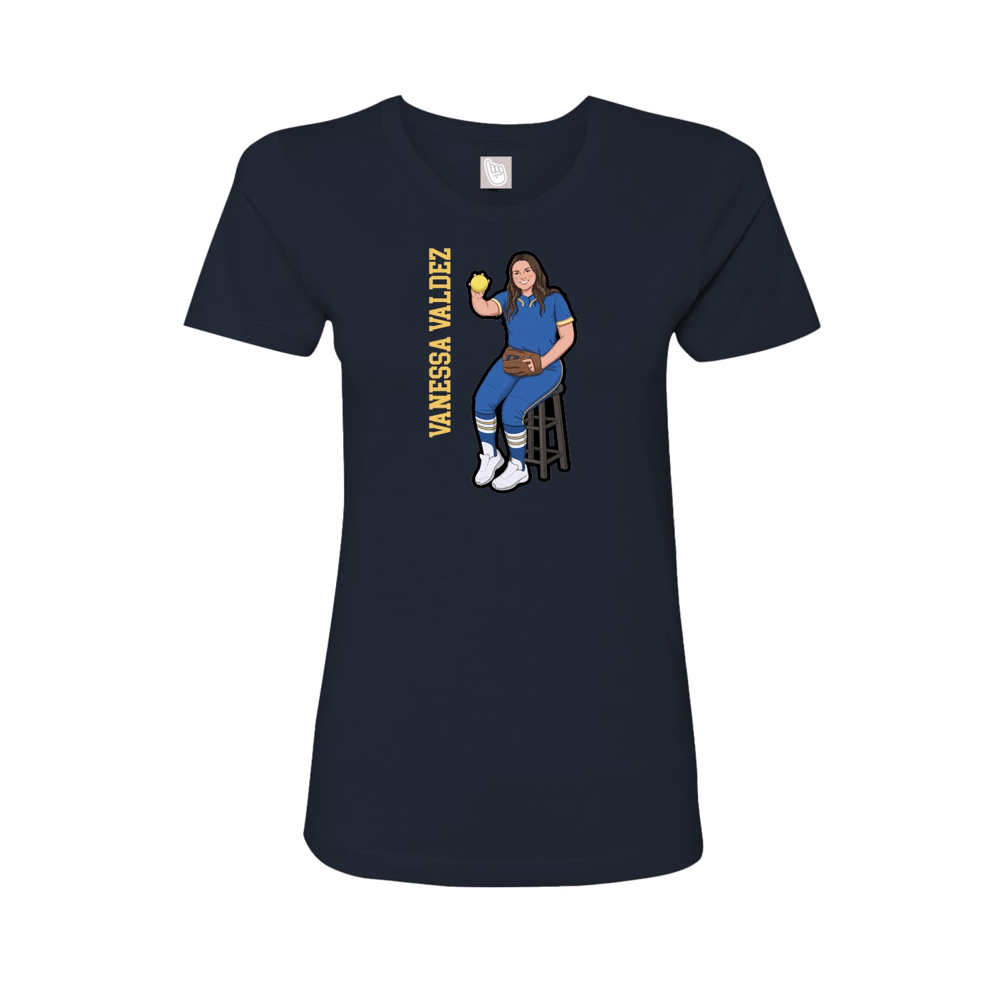 Fitted Women's Tee — Name Vertical in Navy