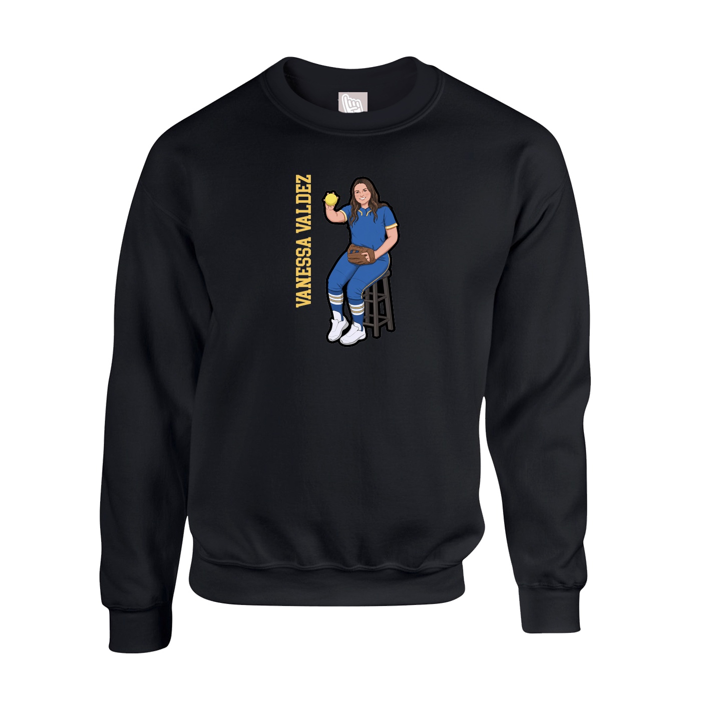 Fleece Crew — Name Vertical in Black