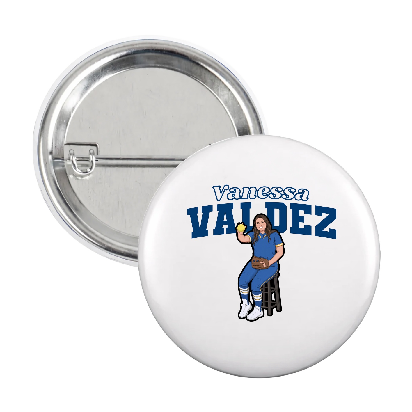 Game Day Button — Name Arch in White